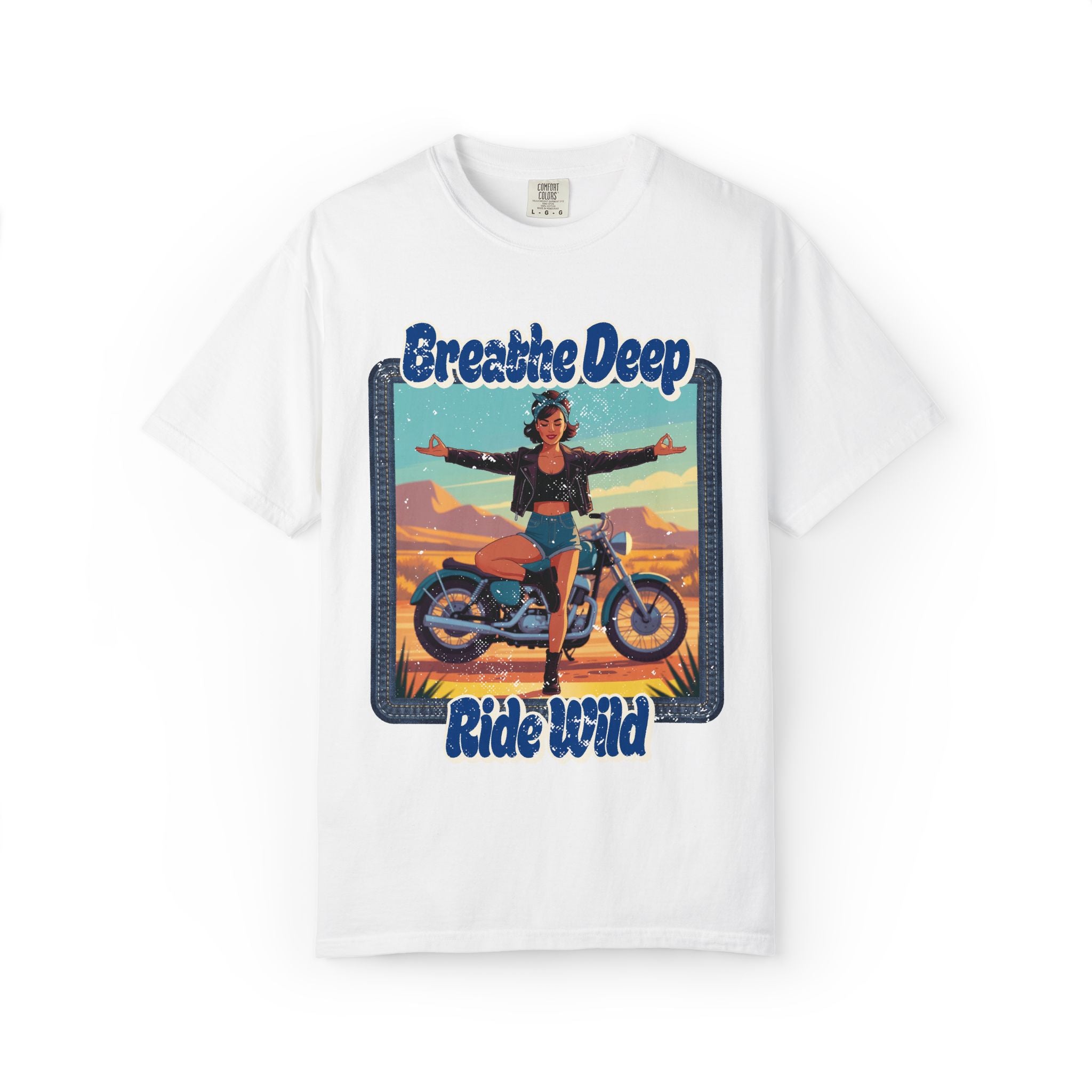 Breathe Deep Ride Wild T-Shirt – Vintage 1950s Biker Girl Yoga Graphic Tee