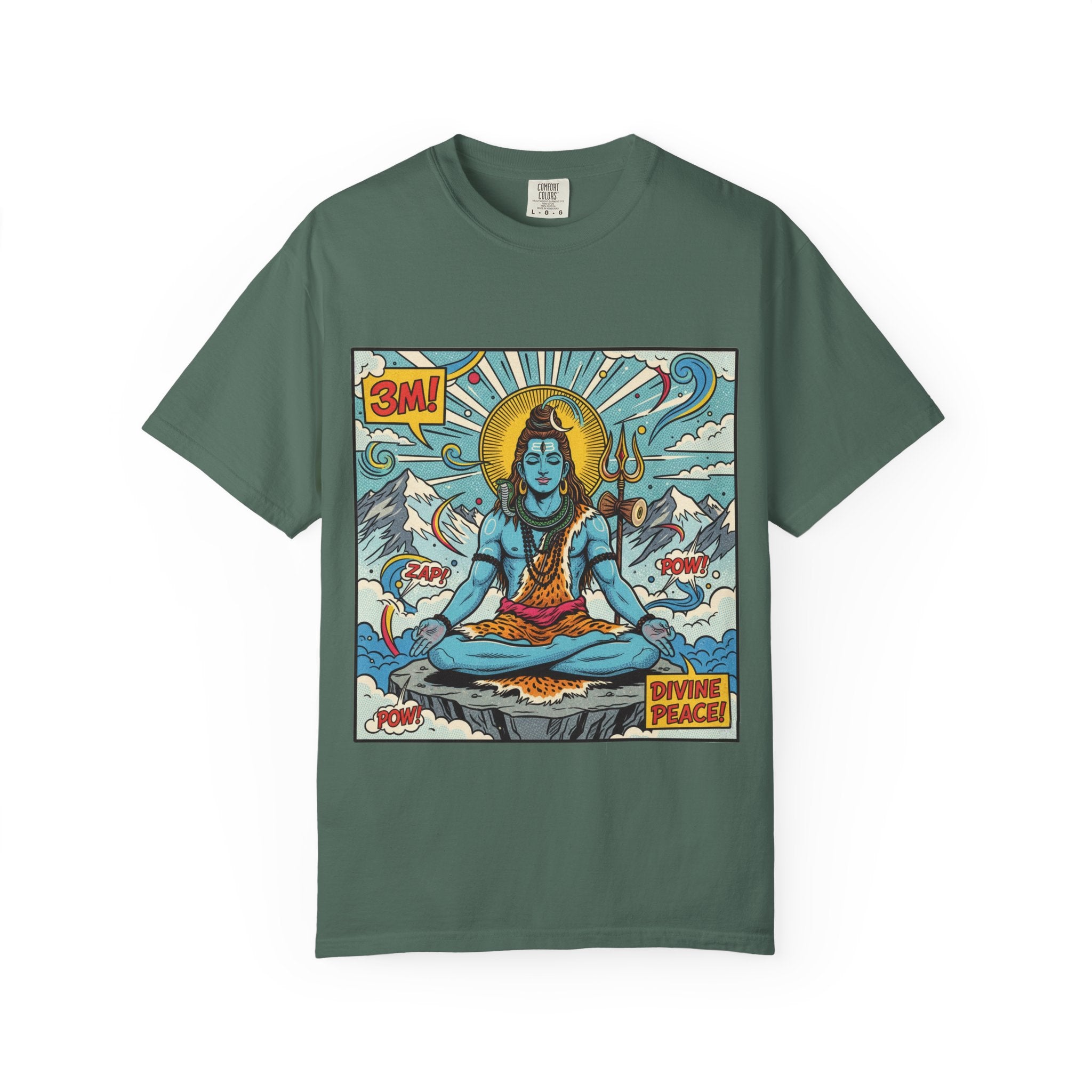 Divine Peace Shiva Pop Art T-Shirt – Retro Comic Meditating Deity Graphic Tee
