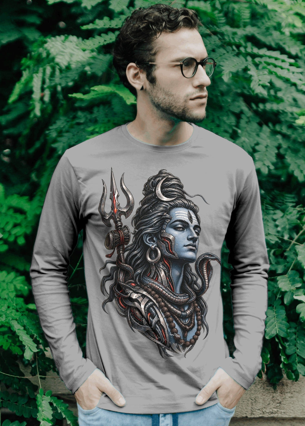 Lord Shiva Biomech Tattoo Long Sleeve T-Shirt