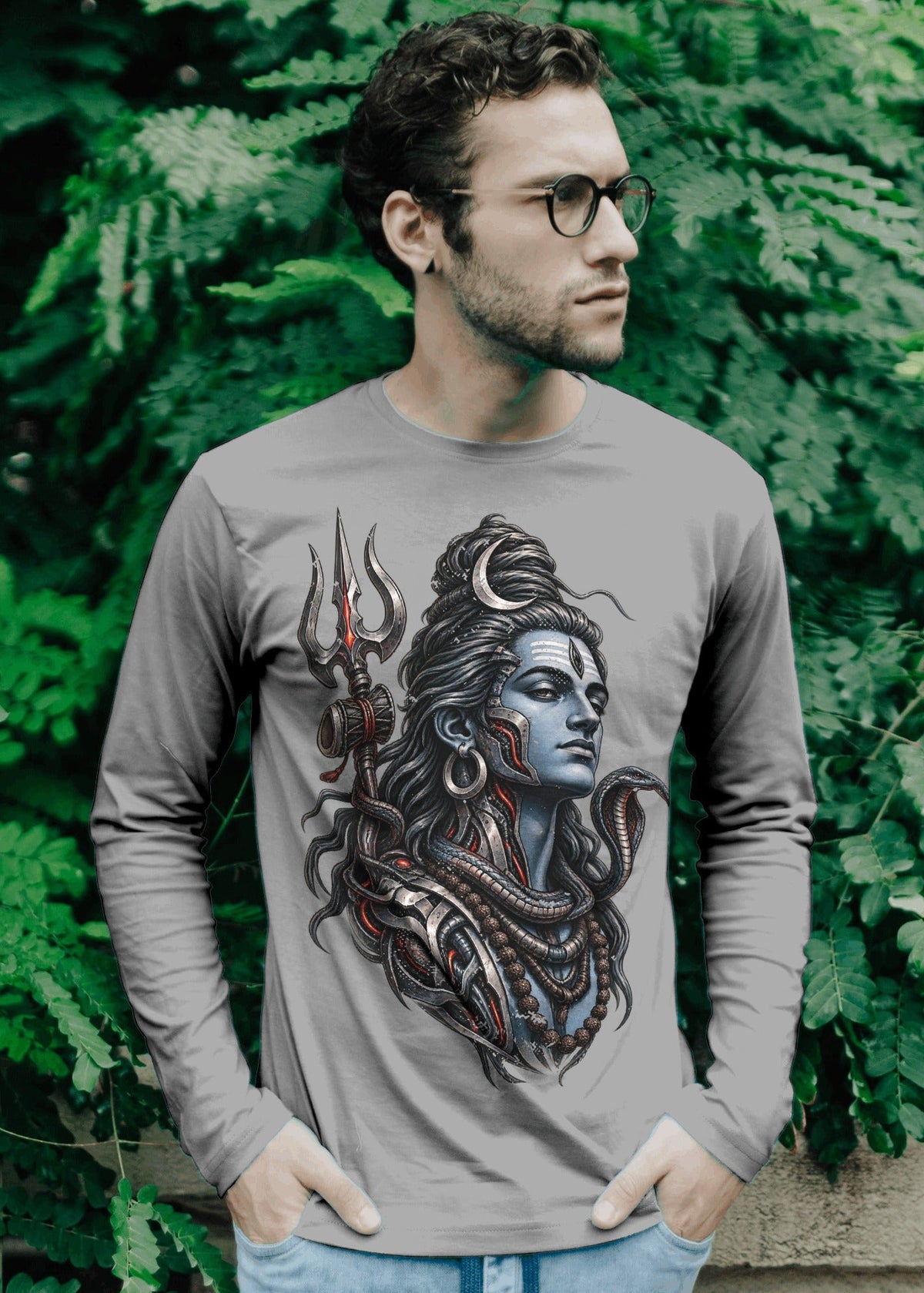 Lord Shiva Biomech Tattoo Long Sleeve T-Shirt