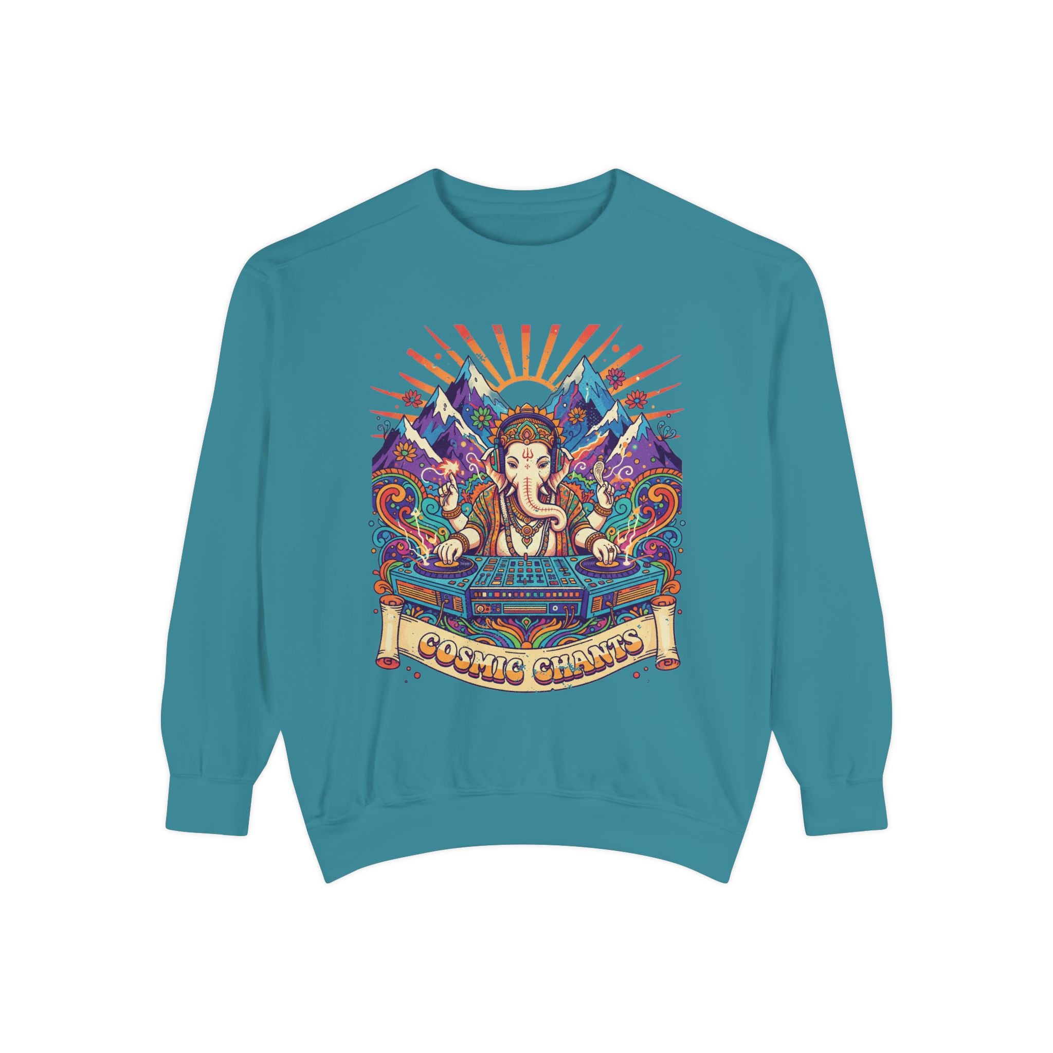 Cosmic Chants Ganesha DJ Sweatshirt – Psychedelic Spiritual Rave Pullover