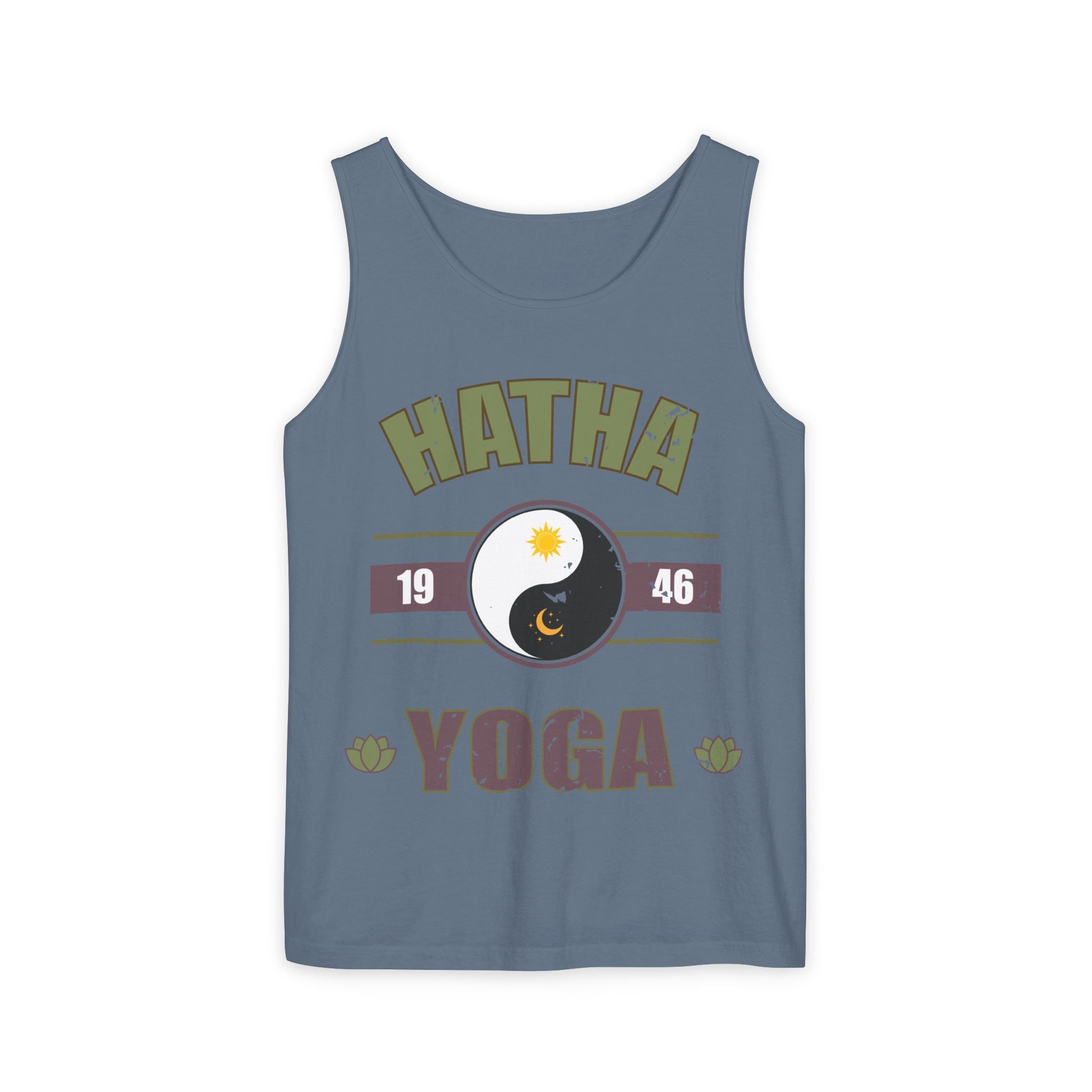Vintage Hatha Yoga Tank Top – Yin Yang Celestial Meditation Racerback
