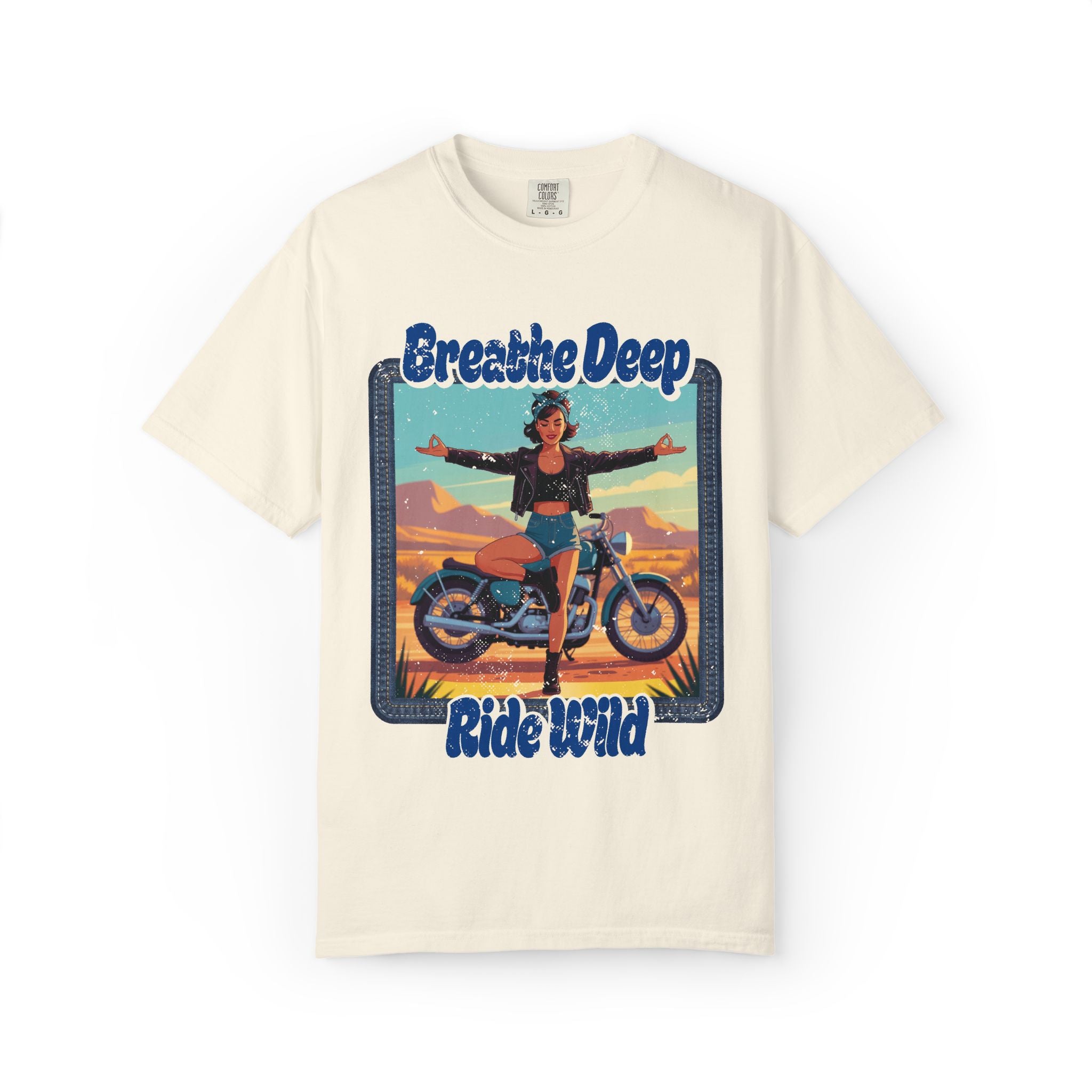 Breathe Deep Ride Wild T-Shirt – Vintage 1950s Biker Girl Yoga Graphic Tee