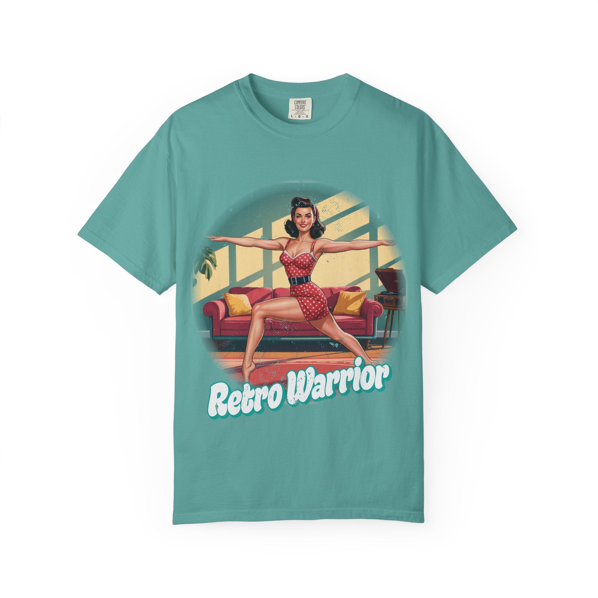 Retro Warrior Yoga Pin-Up Graphic Tee – Vintage Fitness Aesthetic T-Shirt
