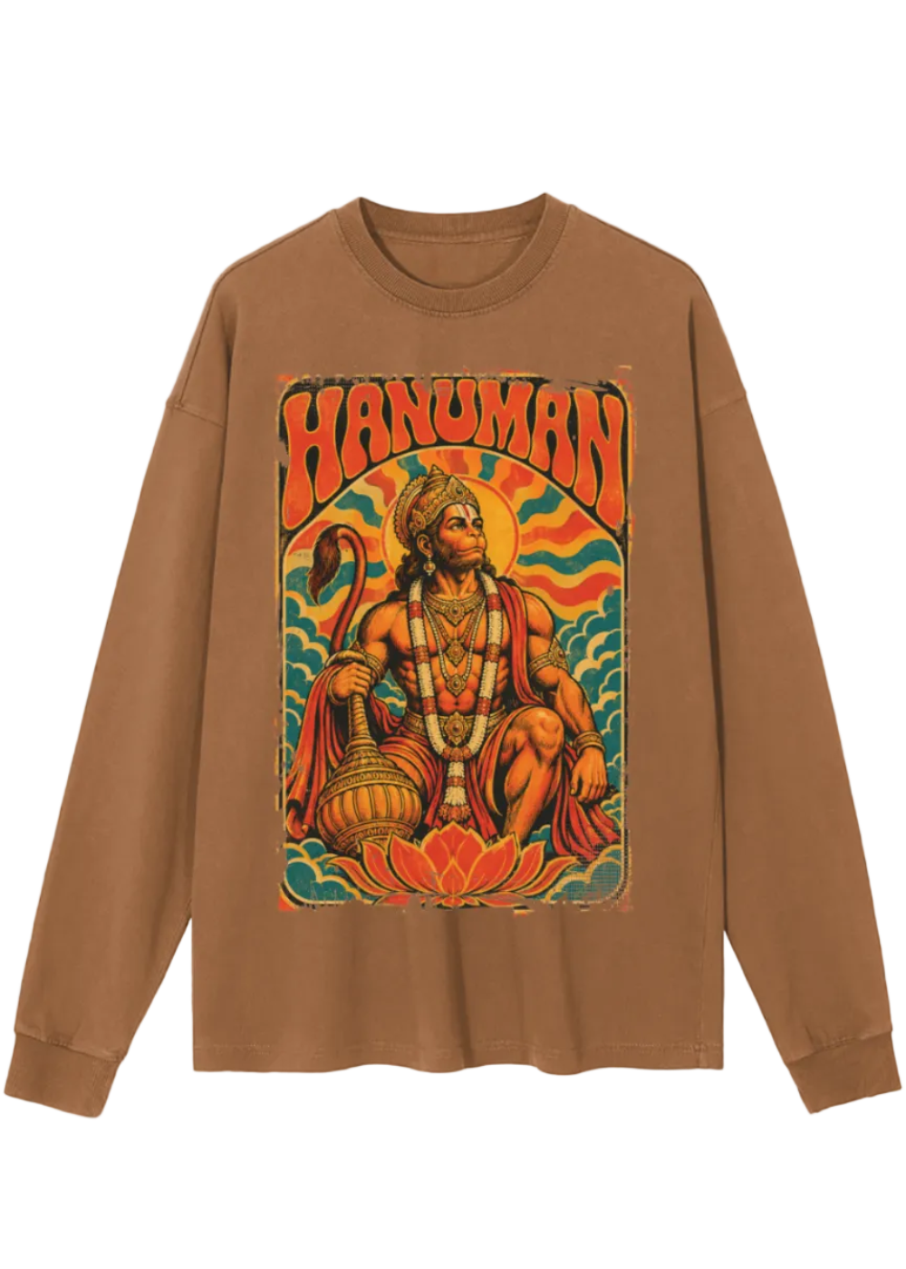 70s Groovy Hanuman Vintage Washed Long Sleeve T-Shirt