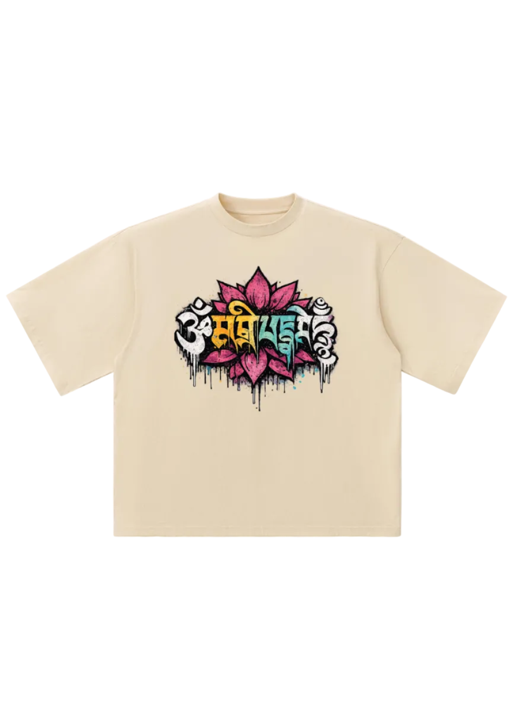 Om Mani Padme Hum Graffiti Oversized Drop Shoulder T-Shirt