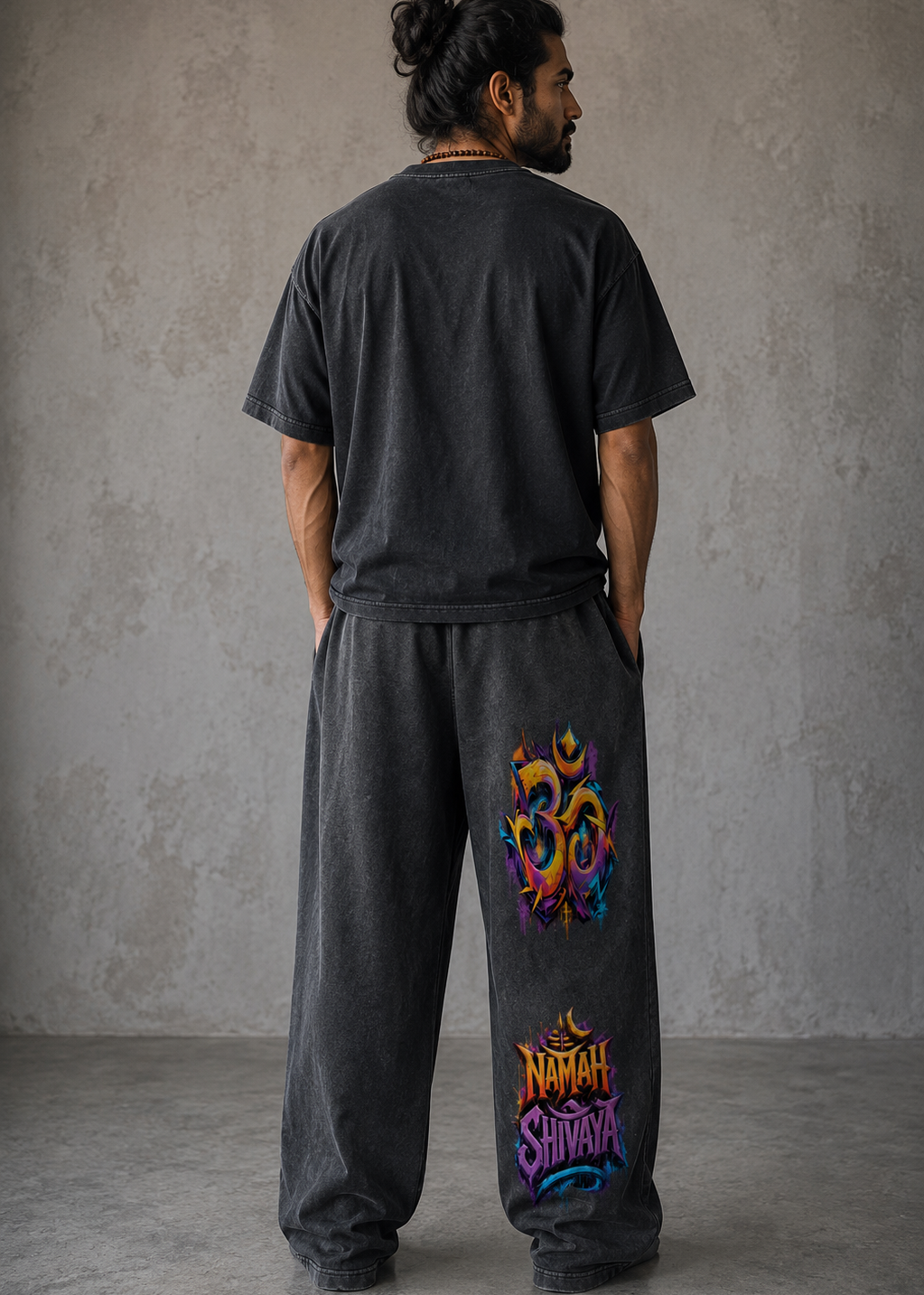 Om Namah Shivaya Graffiti Snow Wash Heavyweight Sweatpants