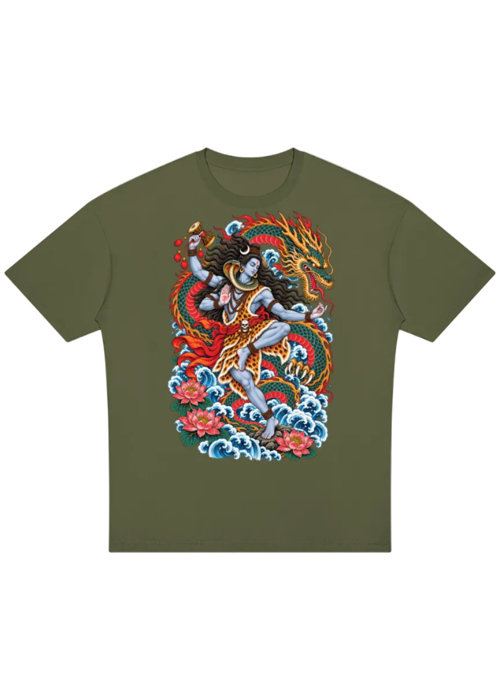 Lord Shiva Dragon Irezumi Oversized Drop Shoulder T-Shirt