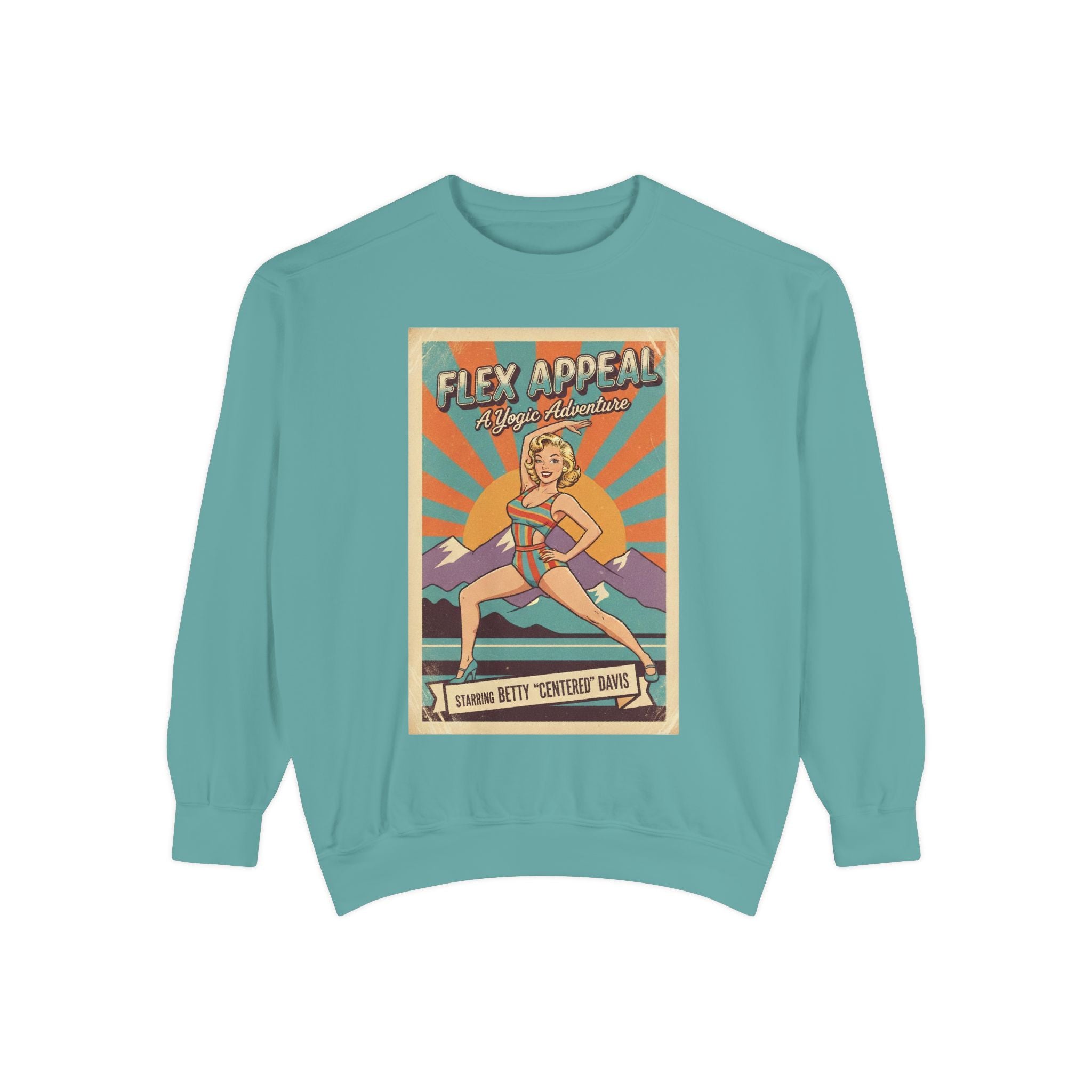 Flex Appeal Vintage Yoga Sweatshirt – Retro 1950s Yogic Adventure Pullover
