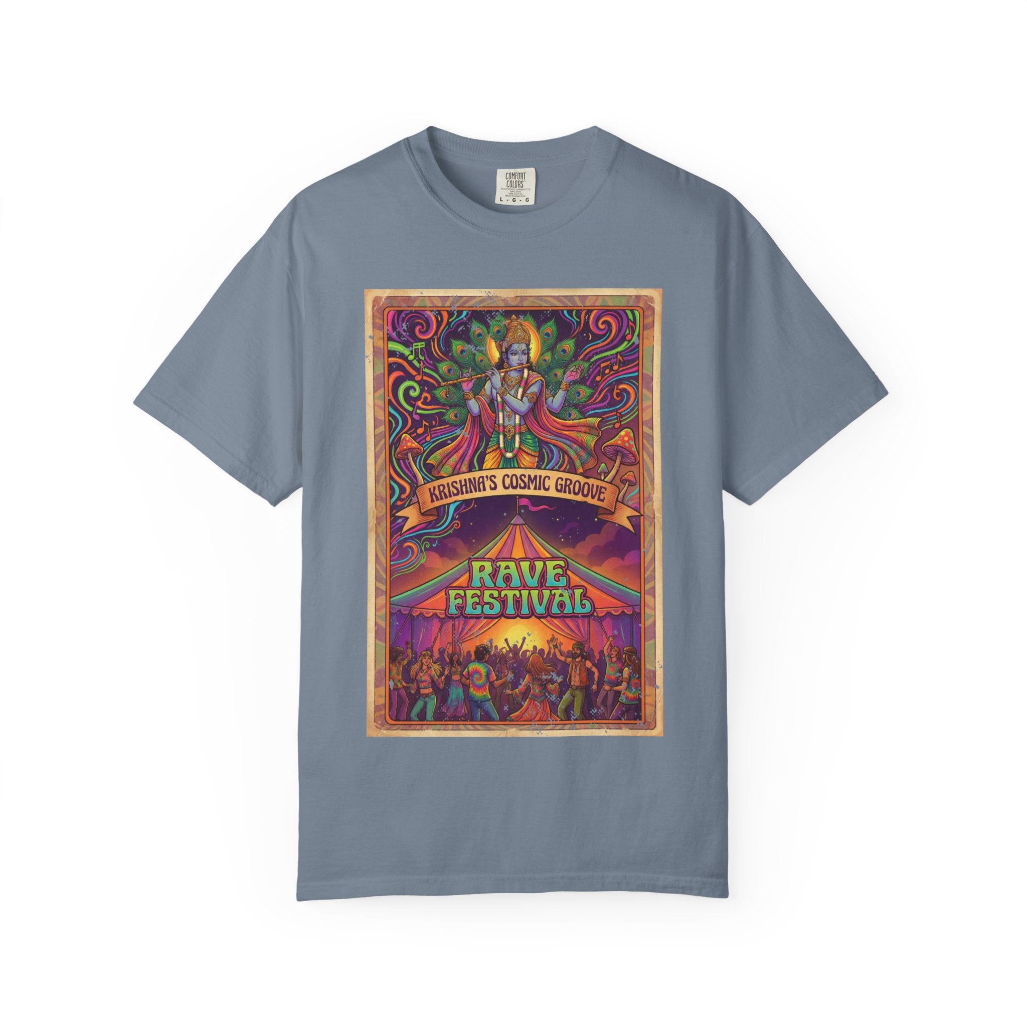 Krishna’s Cosmic Groove T-Shirt – Psychedelic Rave Festival Vintage Graphic Tee