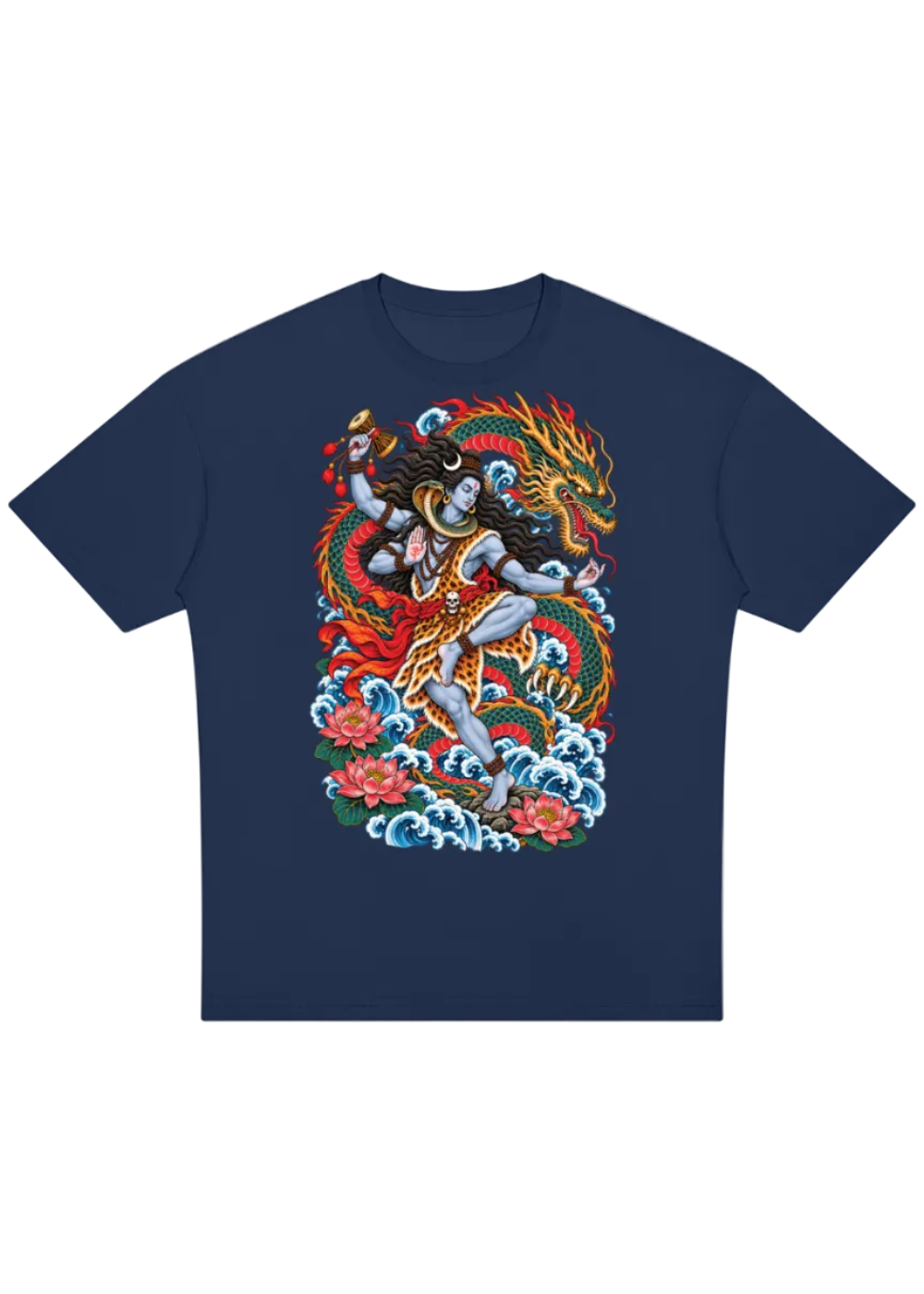 Lord Shiva Dragon Irezumi Oversized Drop Shoulder T-Shirt