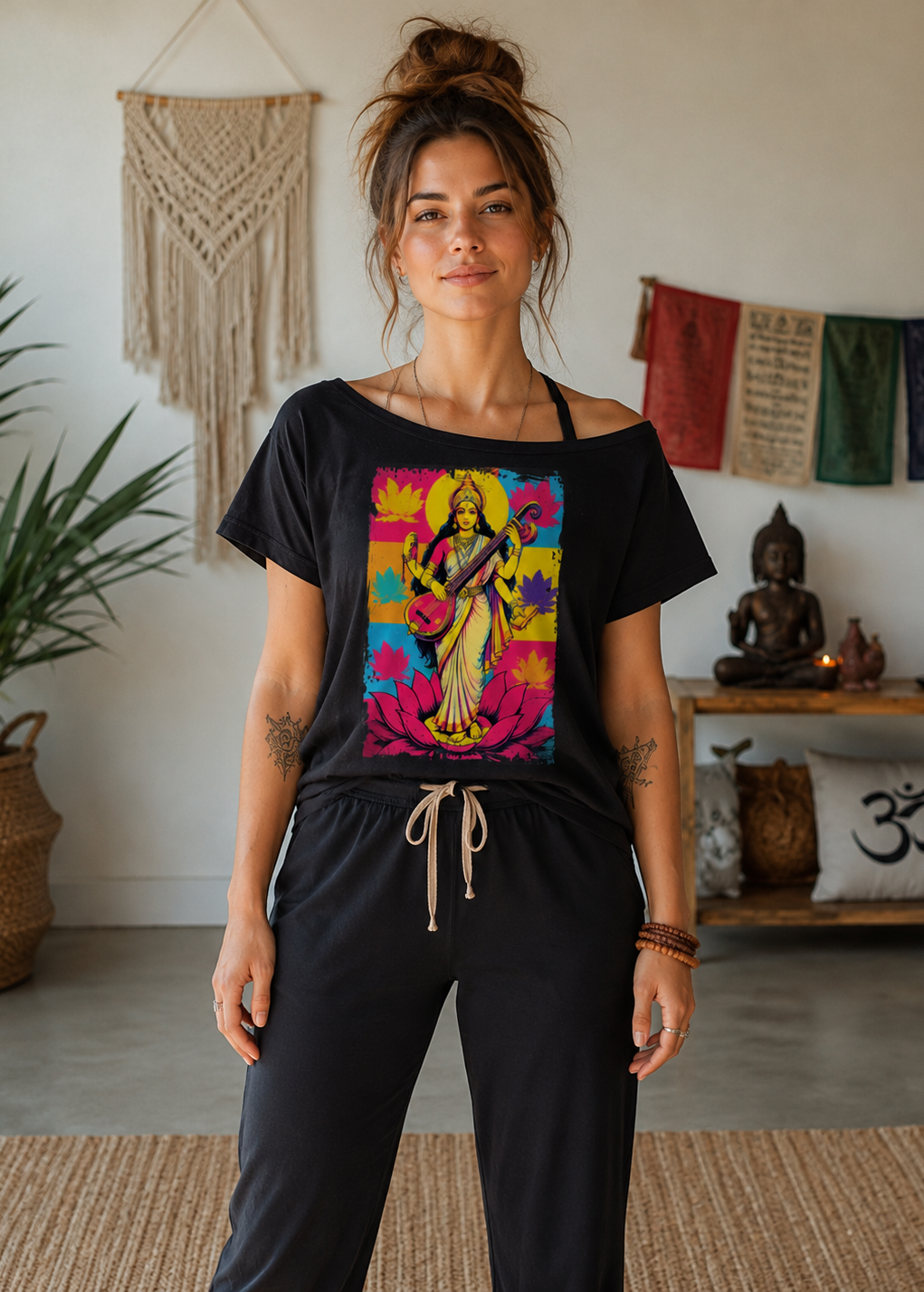 Pop Art Saraswati Lotus Tee
