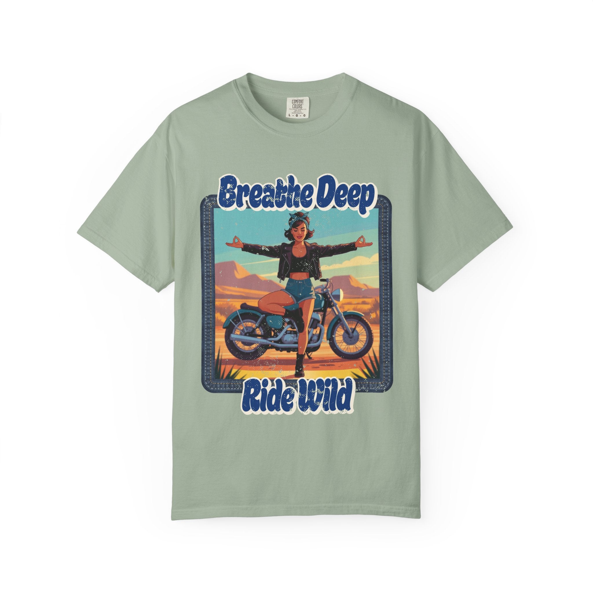 Breathe Deep Ride Wild T-Shirt – Vintage 1950s Biker Girl Yoga Graphic Tee