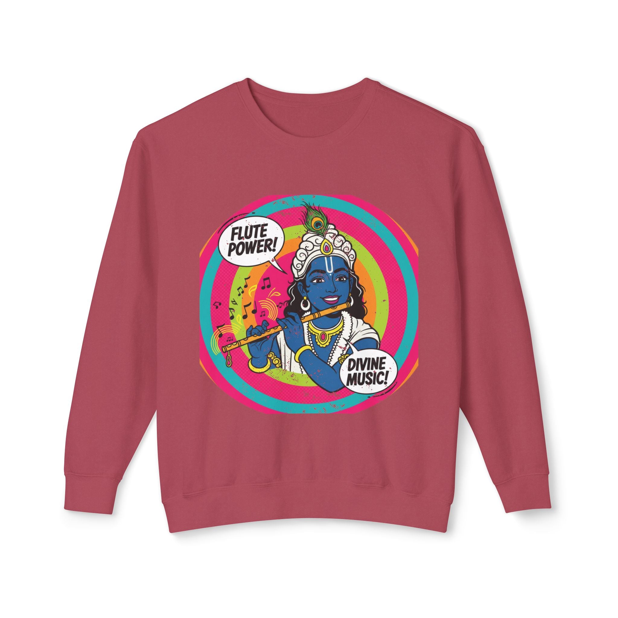 Flute Power Krishna Pop Art Sweatshirt – Retro Divine Music Psychedelic Pullover