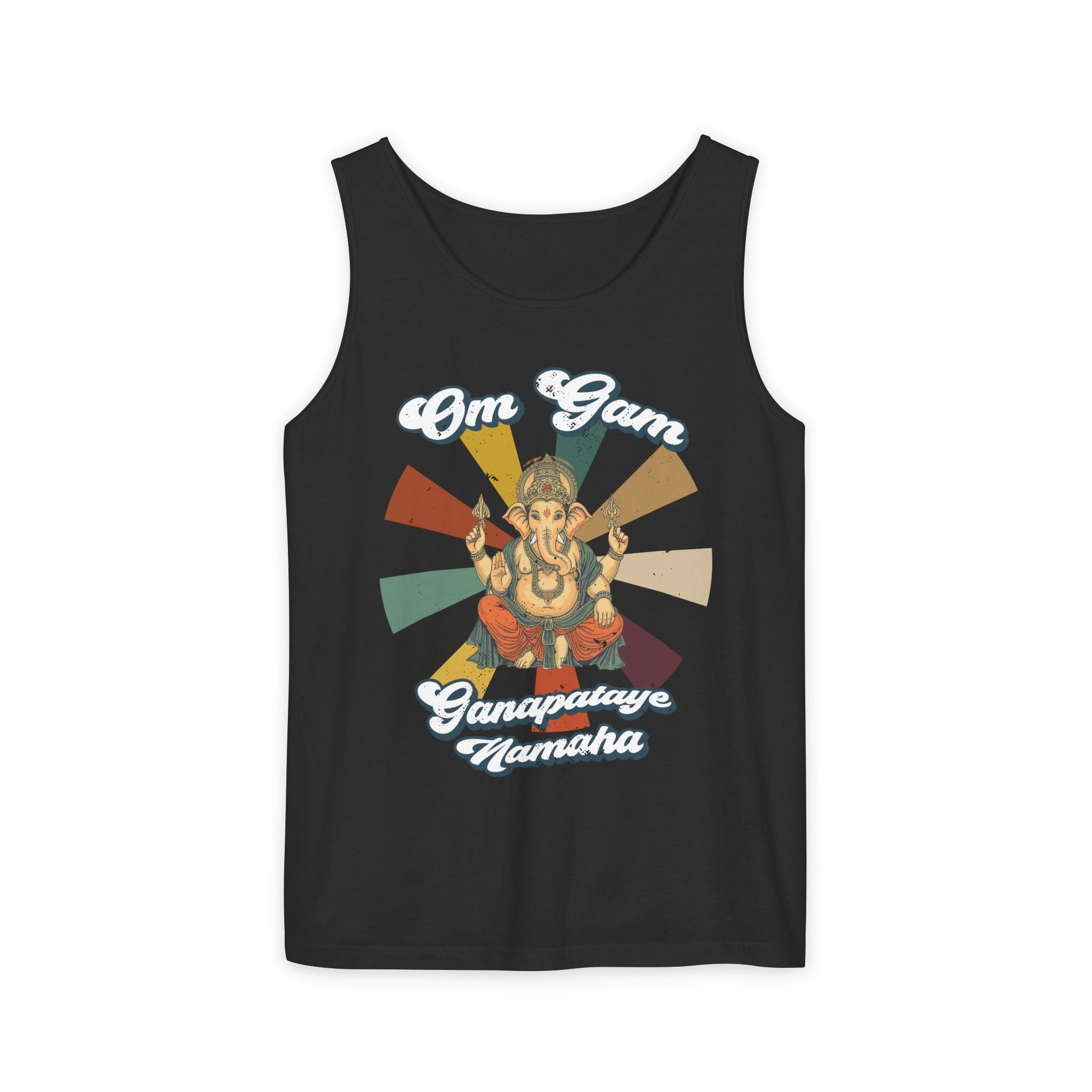 Lord Ganesha Retro Tank Top – Om Gam Ganapataye Namaha Mantra Shirt