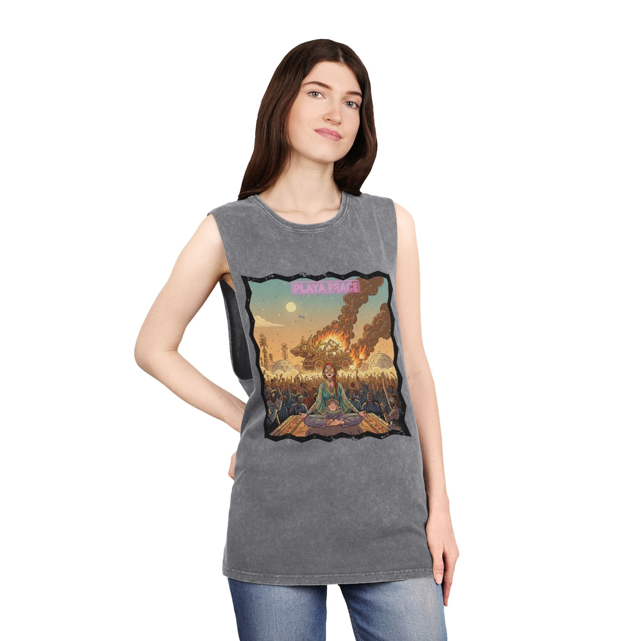 Retro Apocalypse Graphic Tank Top — 'Playtime' Vintage Festival Artwork