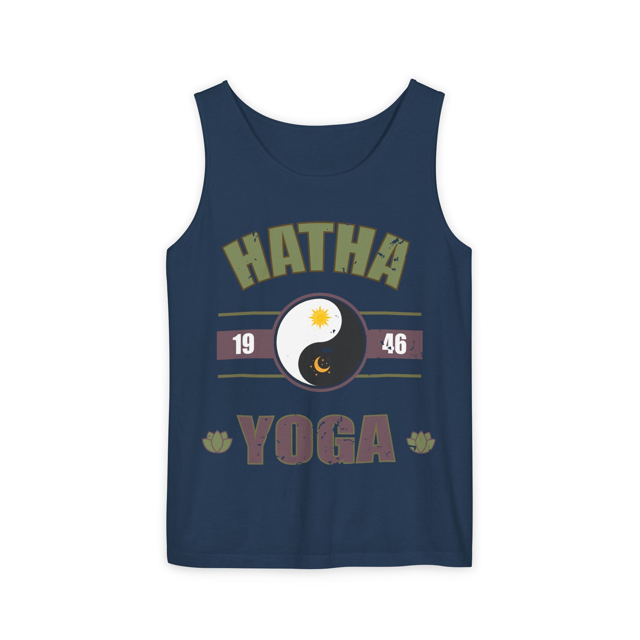 Vintage Hatha Yoga Tank Top – Yin Yang Celestial Meditation Racerback
