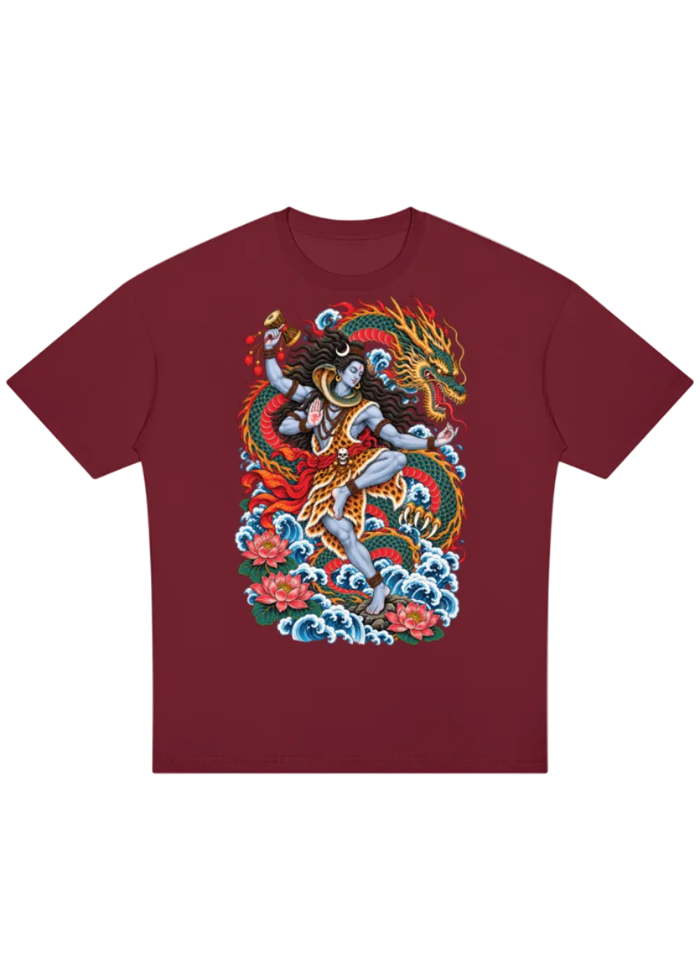 Lord Shiva Dragon Irezumi Oversized Drop Shoulder T-Shirt