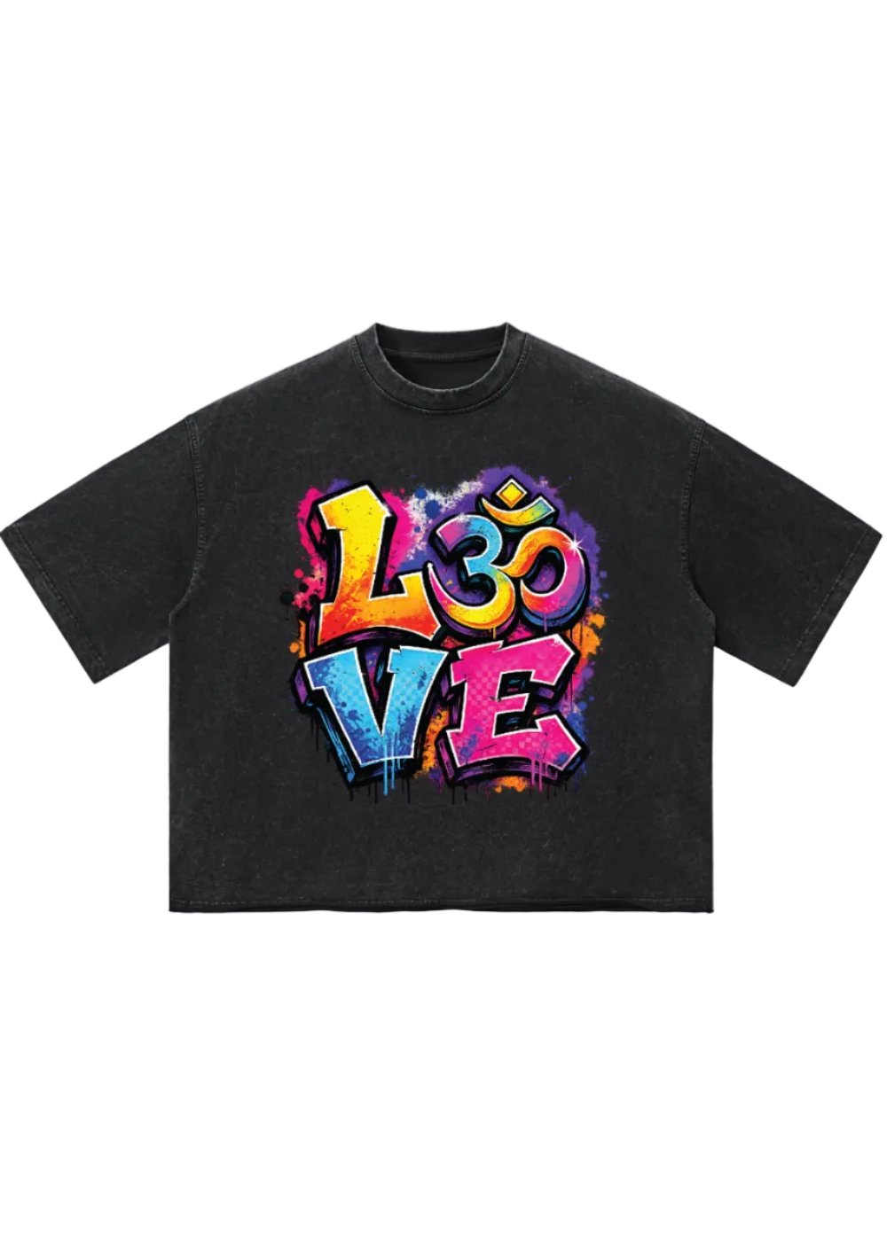 Graffiti LOVE OM Vintage Wash Boxy T-Shirt