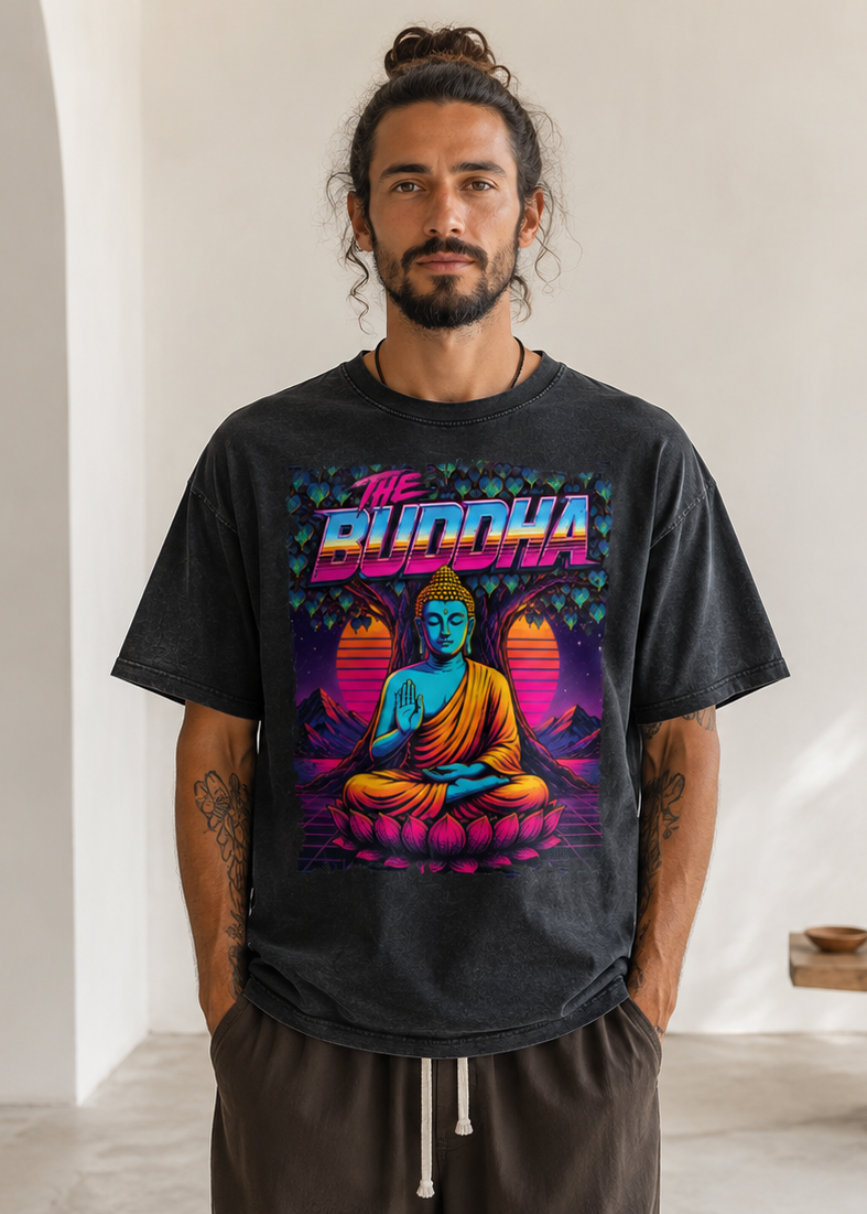 80s Synthwave Buddha Boxy Tee