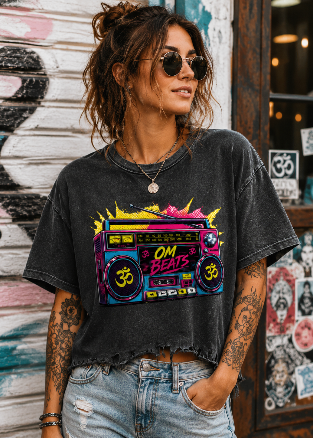OM Beats Retro Radio Vintage Wash Tee