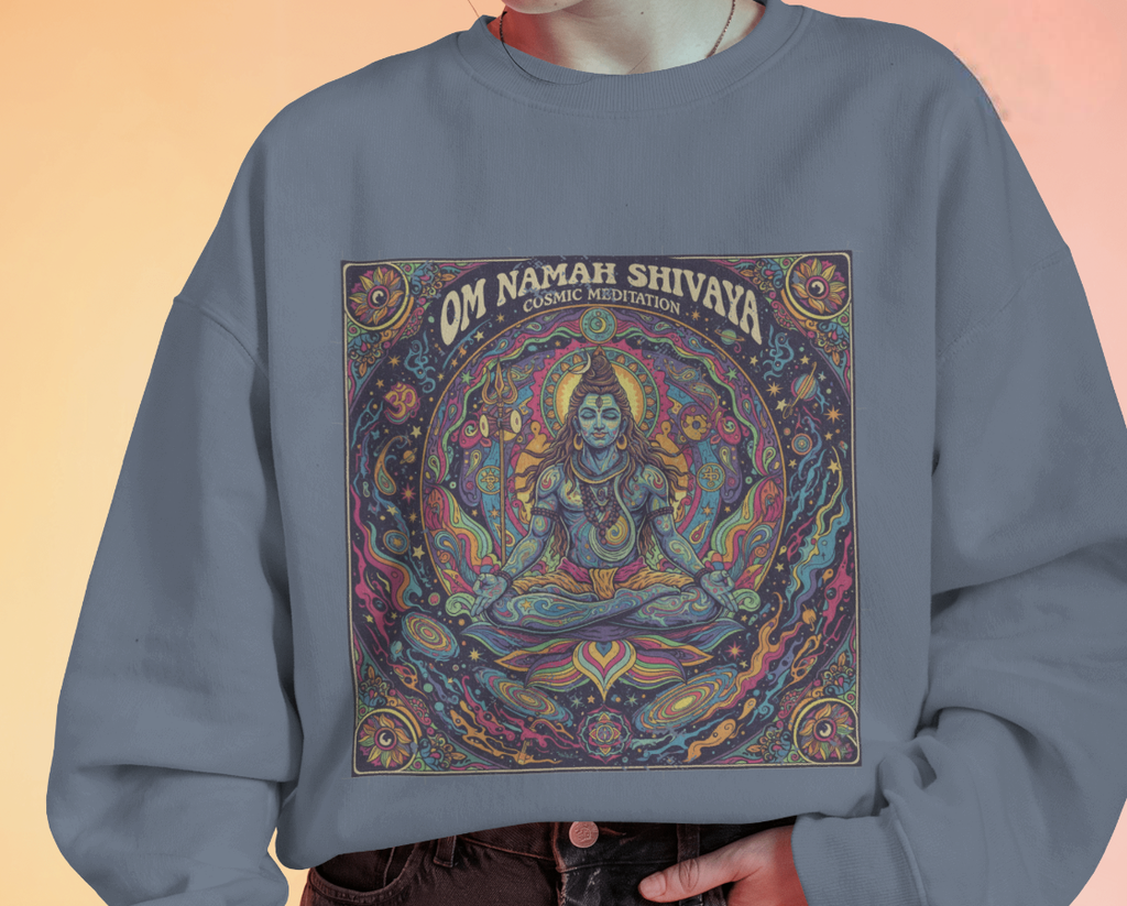 Om Namah Shivaya Cosmic Meditation Sweatshirt – Psychedelic Lord Shiva Spiritual Pullover