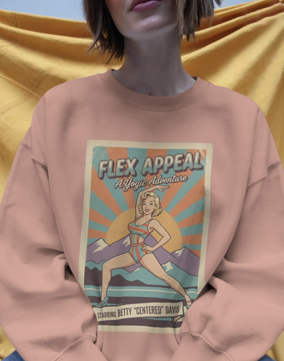 Flex Appeal Vintage Yoga Sweatshirt – Retro 1950s Yogic Adventure Pullover