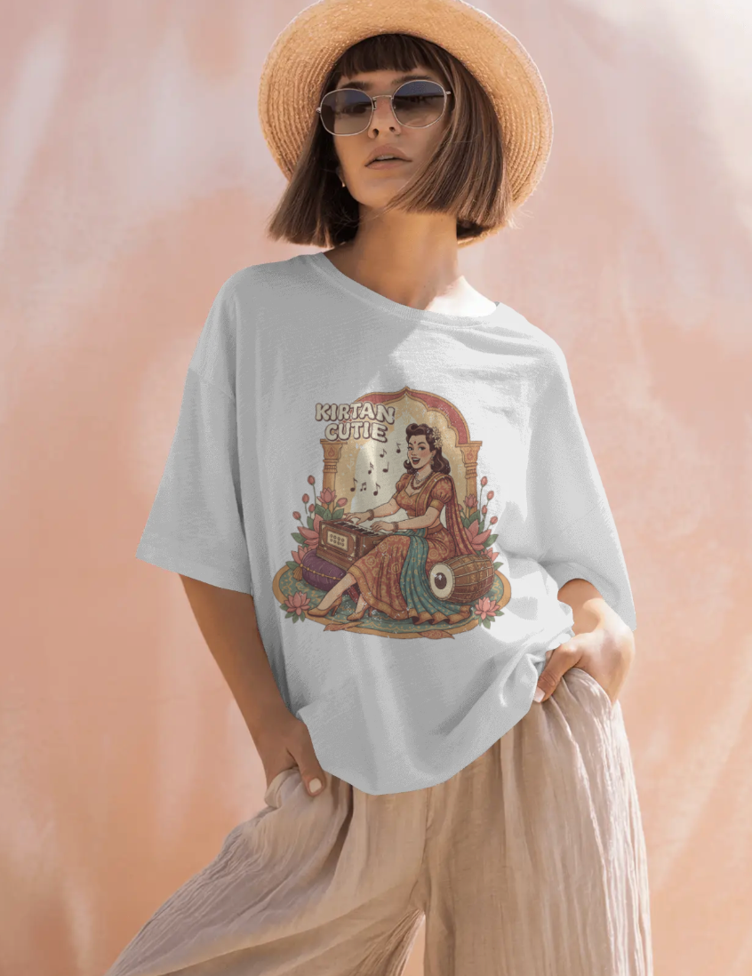 Kirtan Cutie Retro T-Shirt – Vintage Bhakti Yoga Harmonium Graphic Tee