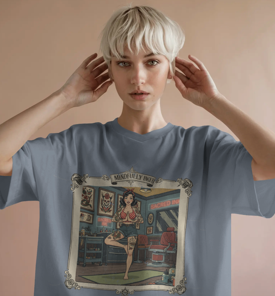 Mindfully Inked Retro T-Shirt – Vintage Tattoo Artist Yoga Graphic Tee