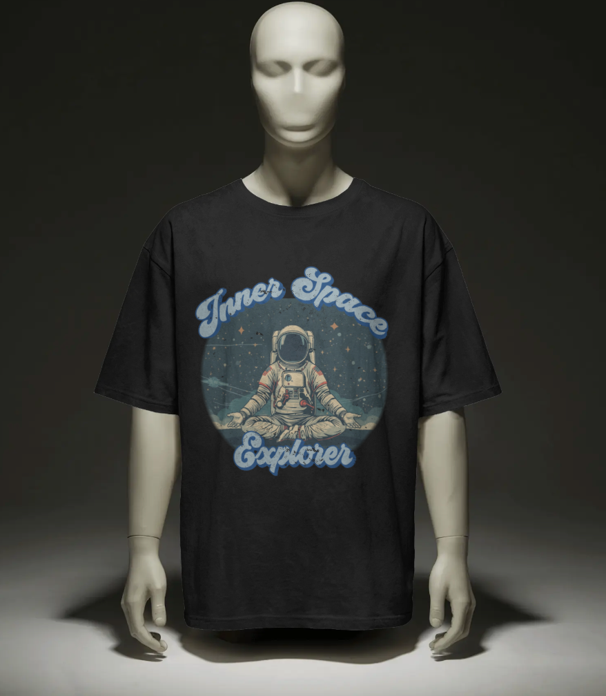 Inner Space Explorer Astronaut T-Shirt – Retro Cosmic Meditation Graphic Tee