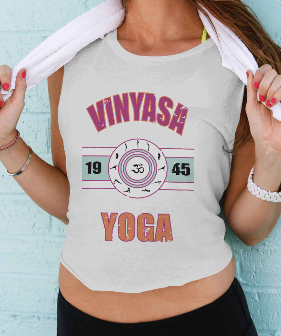 Vintage Vinyasa Yoga Tank Top – Retro Sun Salutation Flow Muscle Tee
