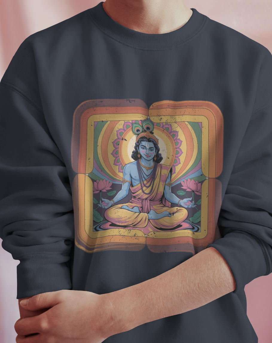 Retro Meditation Sweatshirt – Psychedelic Yoga Art Spiritual Crewneck