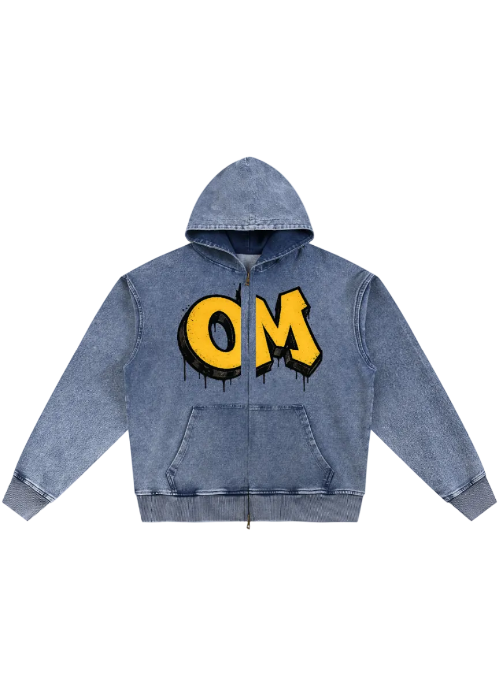 Vintage Graffiti OM Oversized Zip-Up Hoodie