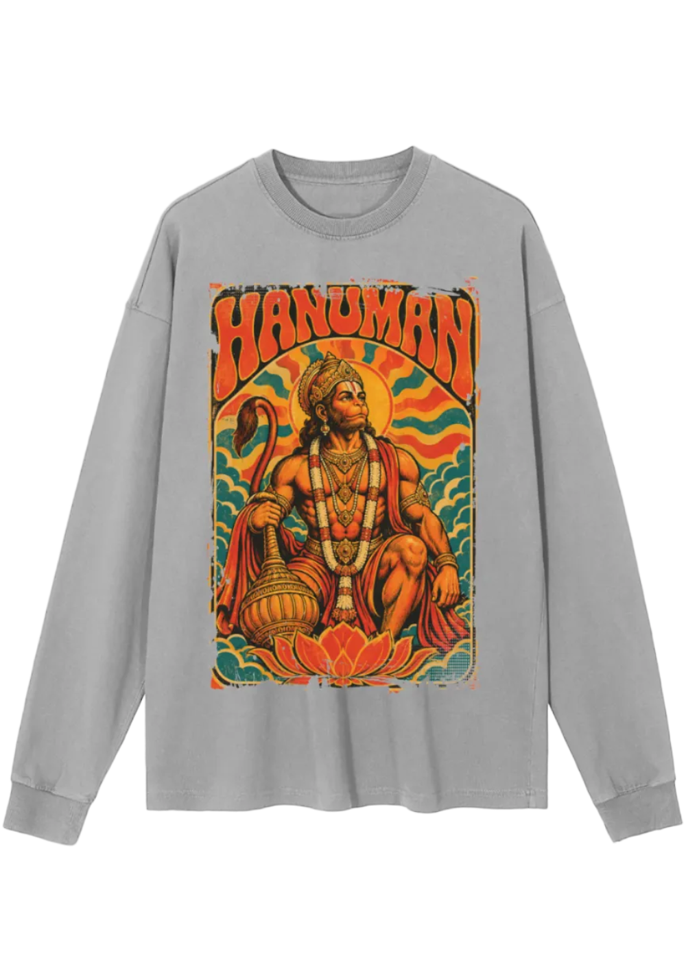 70s Groovy Hanuman Vintage Washed Long Sleeve T-Shirt