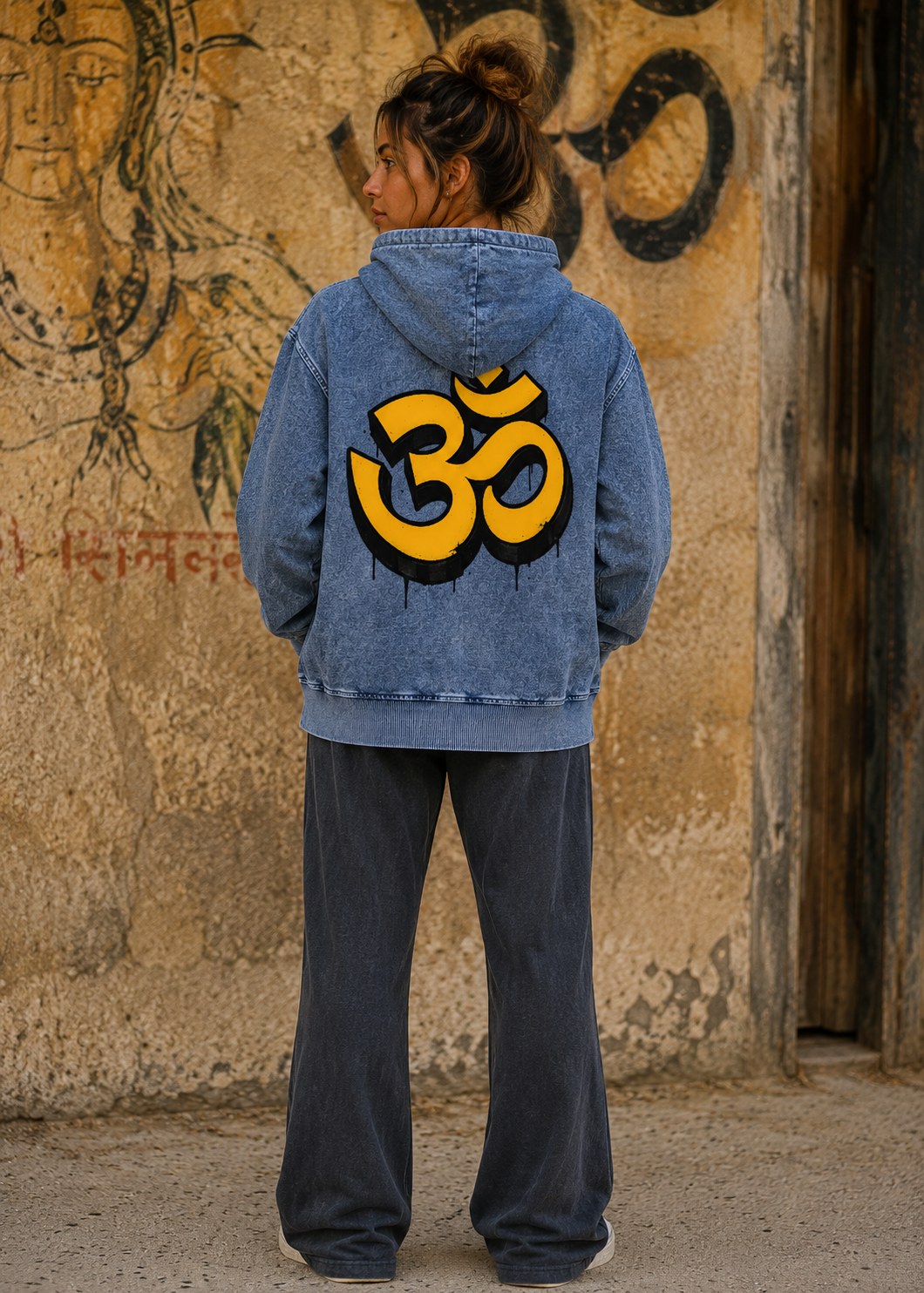 Vintage Graffiti OM Oversized Zip-Up Hoodie