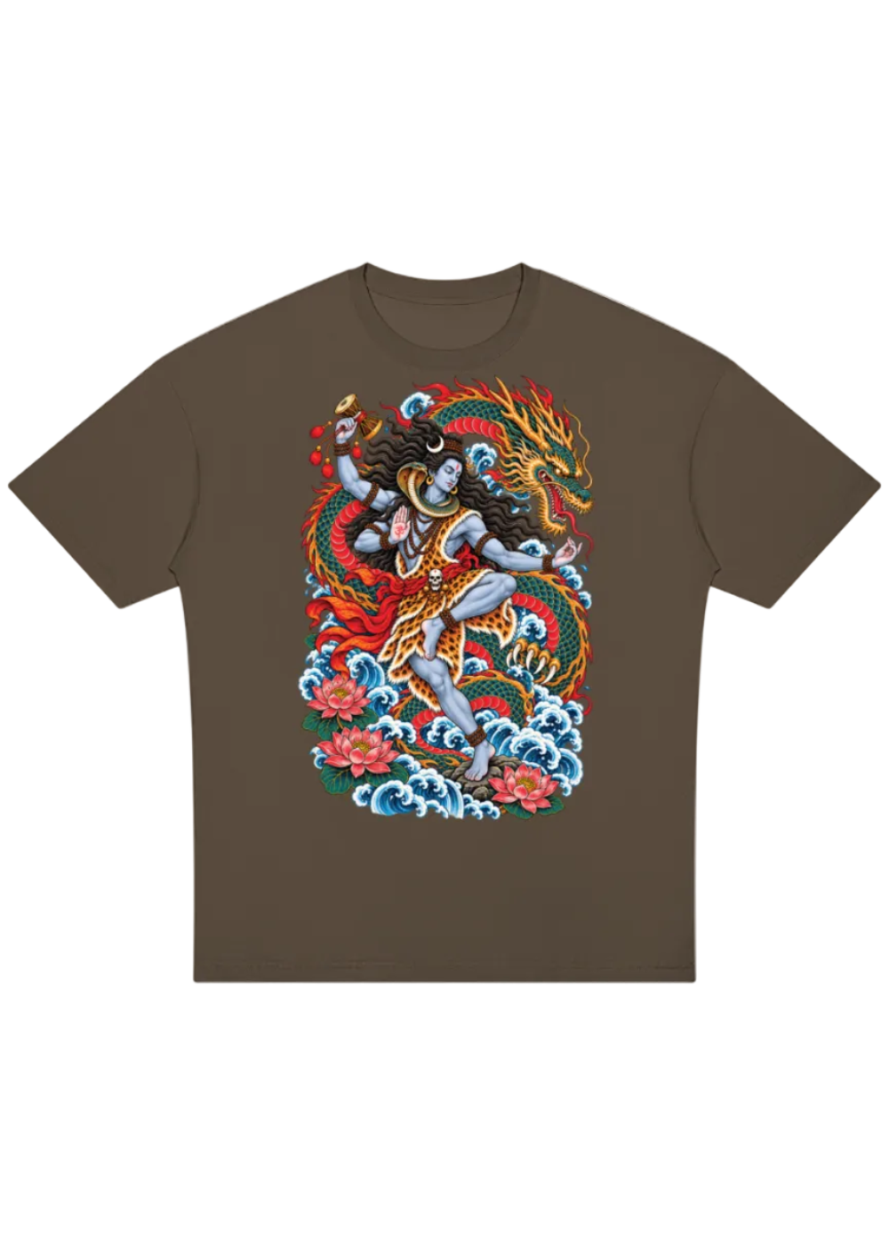 Lord Shiva Dragon Irezumi Oversized Drop Shoulder T-Shirt