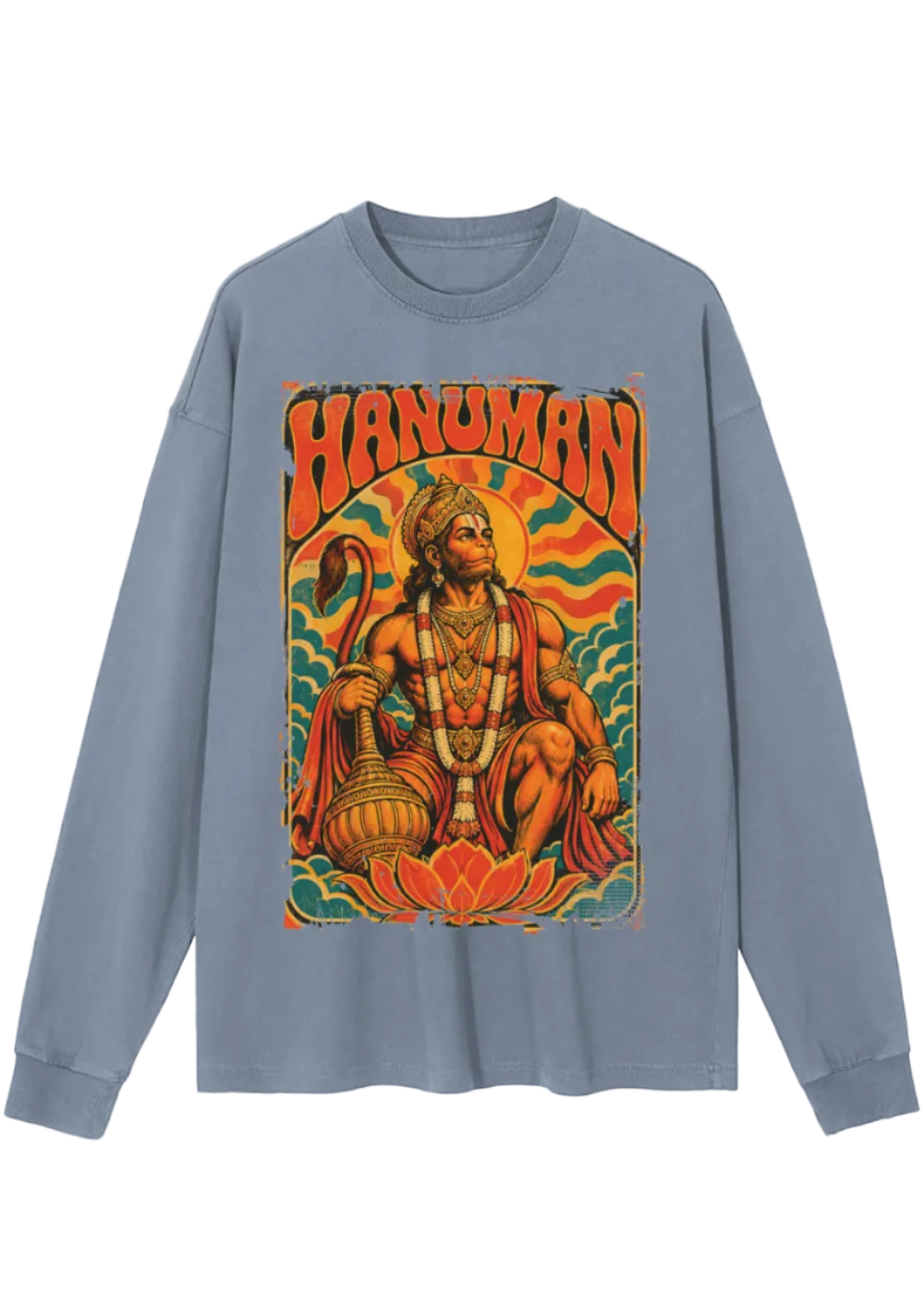 70s Groovy Hanuman Vintage Washed Long Sleeve T-Shirt