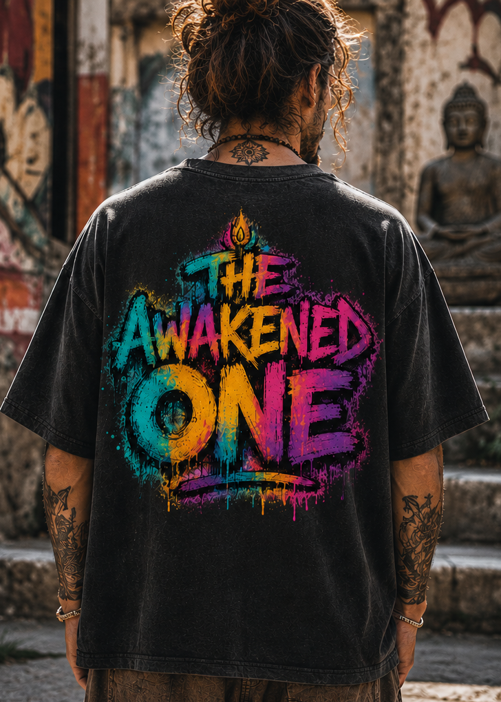Awakened One Buddha Graffiti Reverse Dyed Boxy T-Shirt