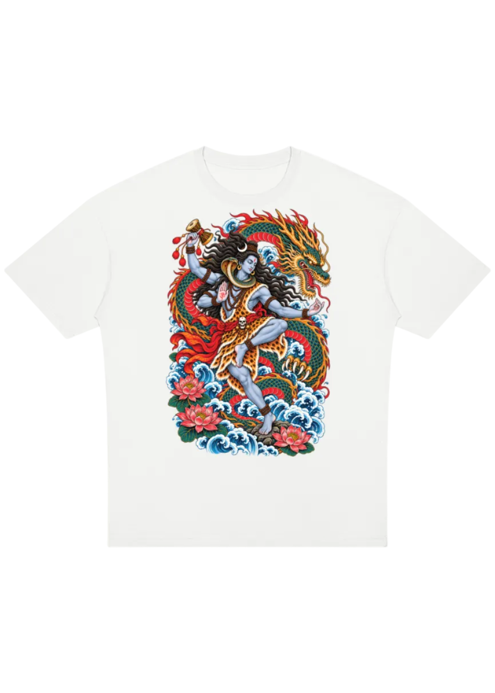 Lord Shiva Dragon Irezumi Oversized Drop Shoulder T-Shirt