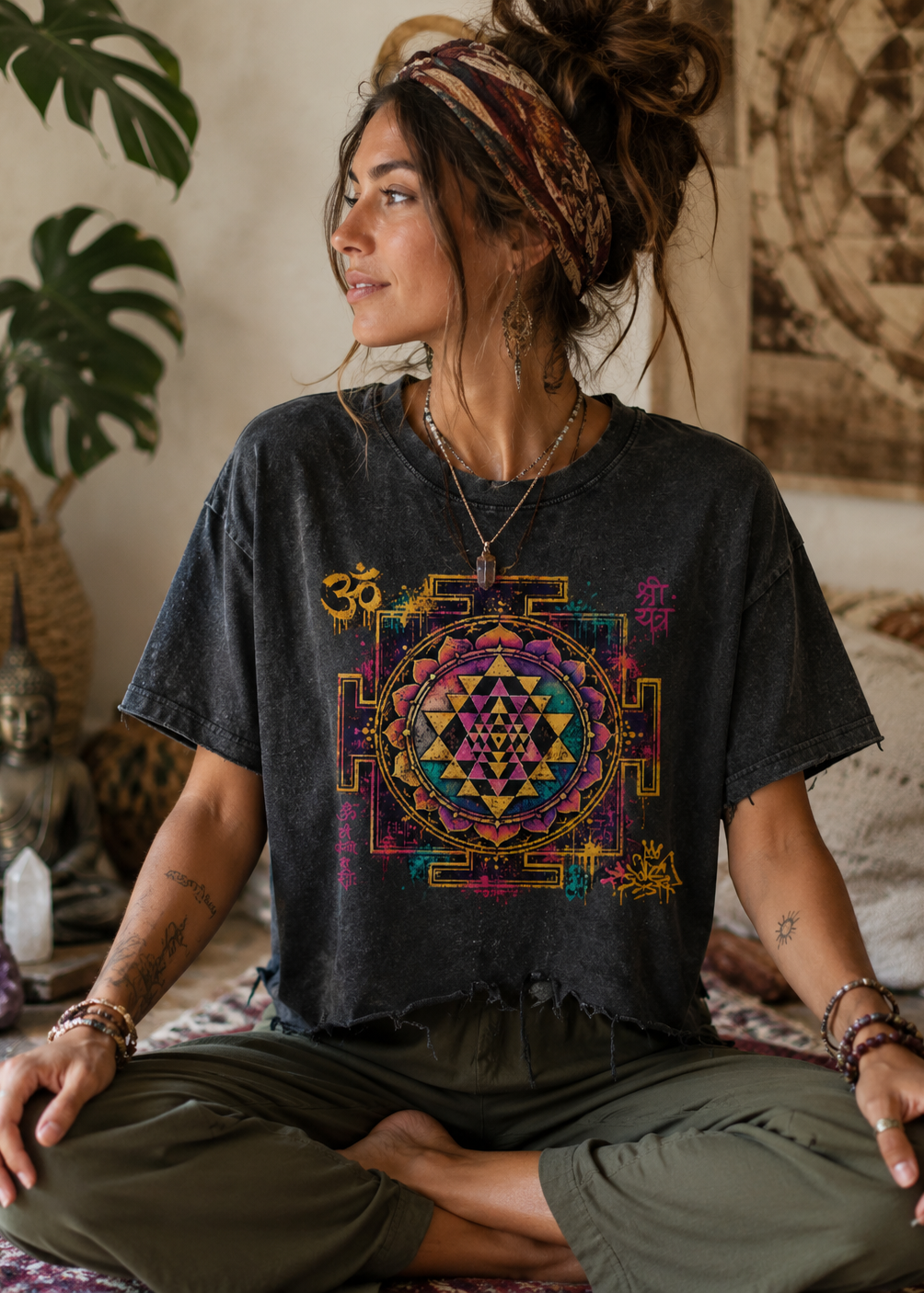 Sri Yantra Graffiti Vintage Wash Boxy Tee