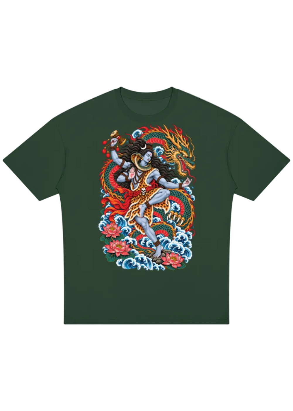 Lord Shiva Dragon Irezumi Oversized Drop Shoulder T-Shirt
