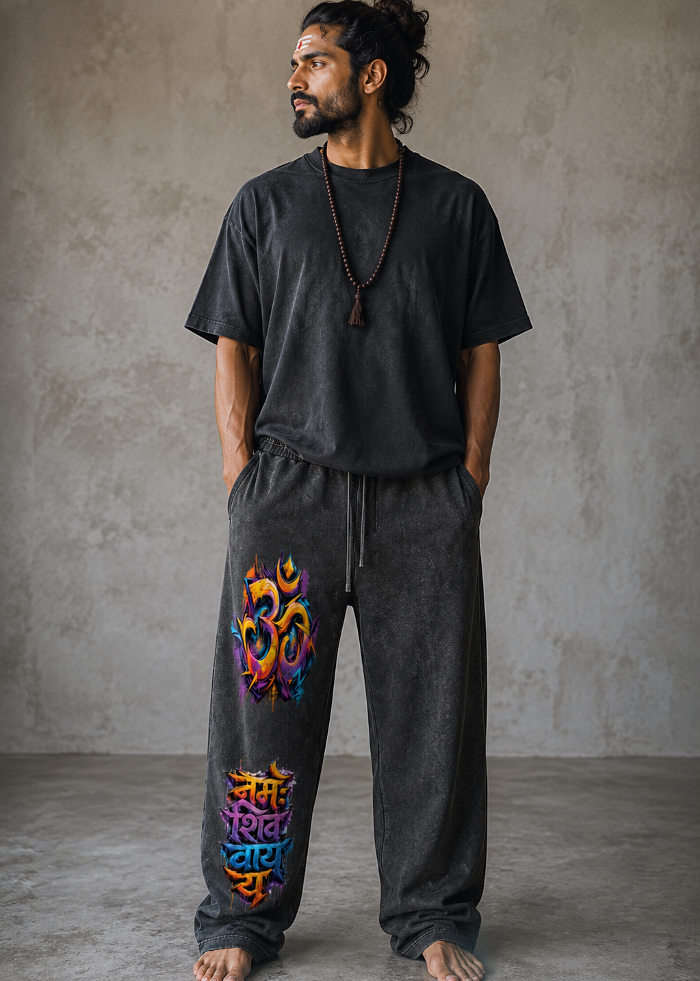 Om Namah Shivaya Graffiti Snow Wash Heavyweight Sweatpants