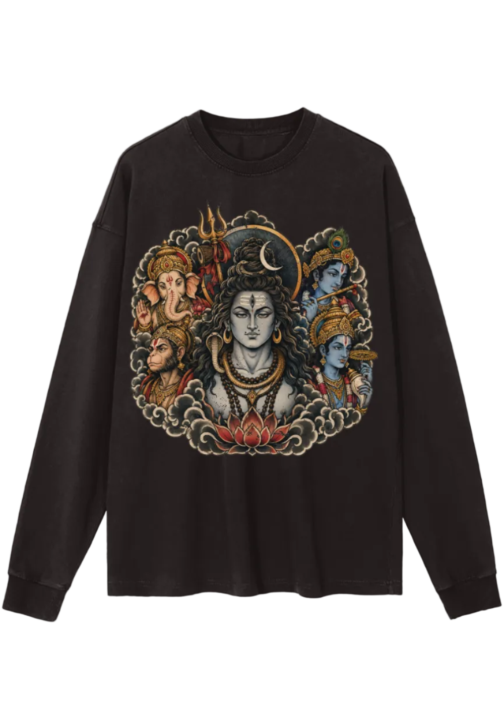 Sacred Pantheon Japanese Tattoo Style Shiva Long Sleeve T-Shirt