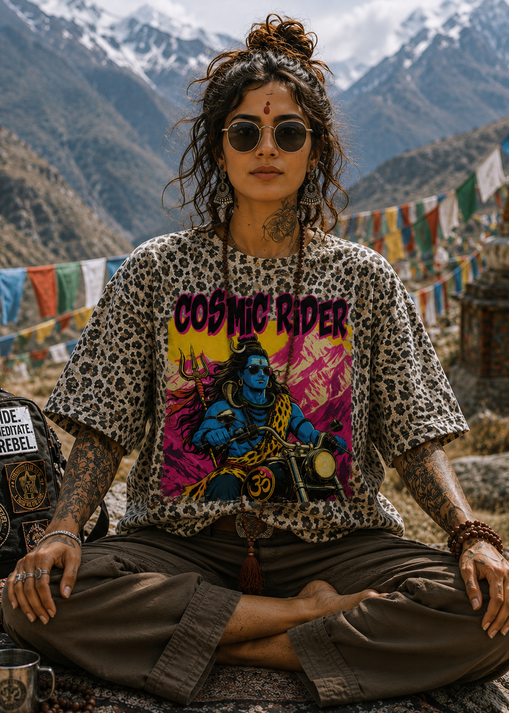 Cosmic Rider Leopard Boxy Tee