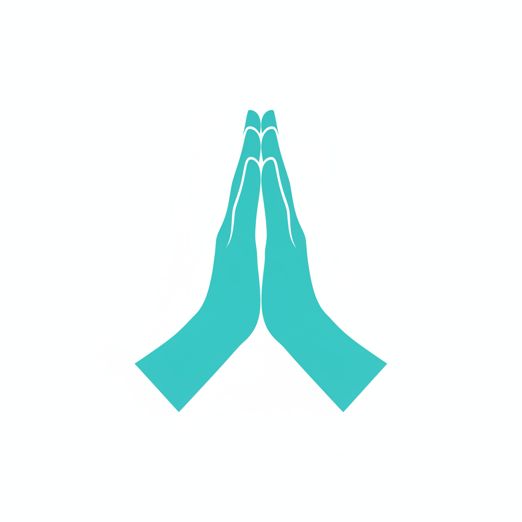 namaste icon in cyan color